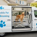 Dog groomed at home in a Pawradise mobile grooming van serving Boca Raton and Lake Worth, FL