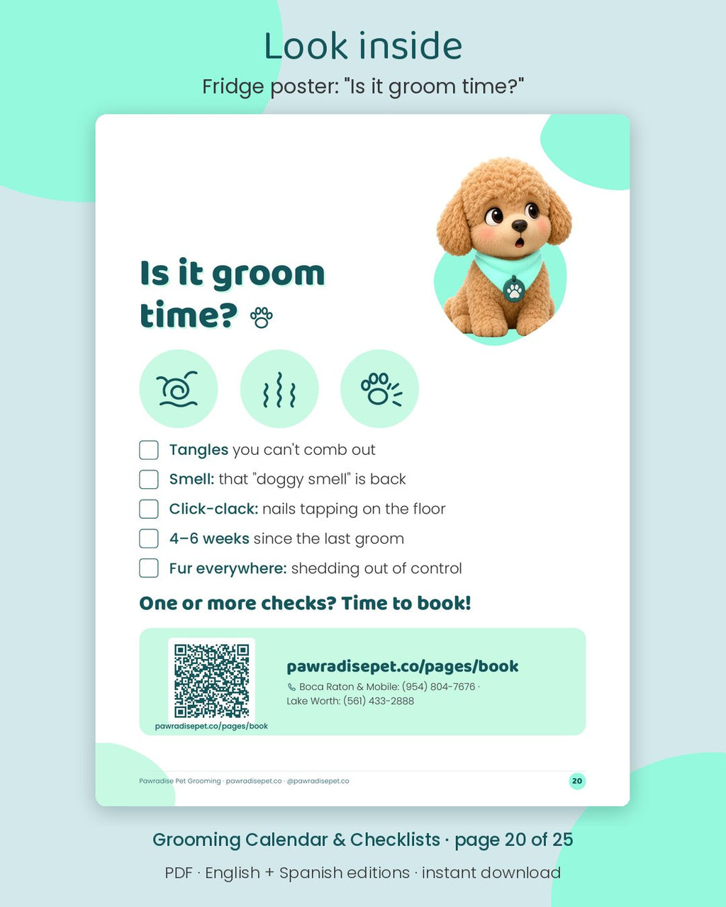 Look inside Mango's Grooming Calendar & Checklists: Fridge poster: Is it groom time? (page 20 of 25)