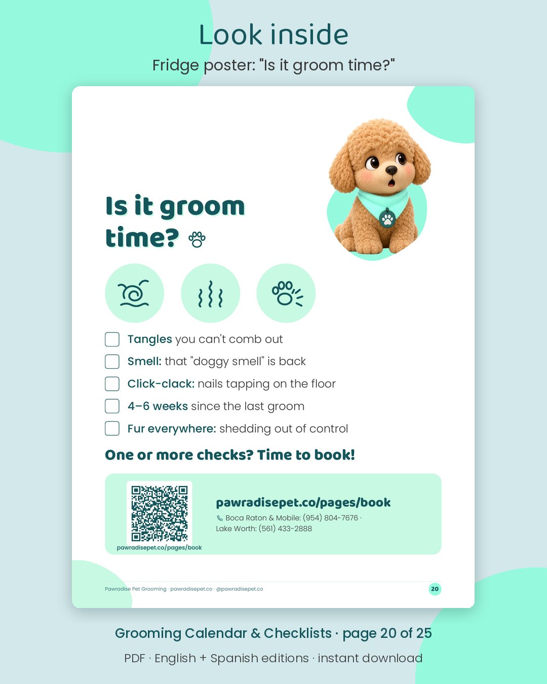 Look inside Mango's Grooming Calendar & Checklists: Fridge poster: Is it groom time? (page 20 of 25)